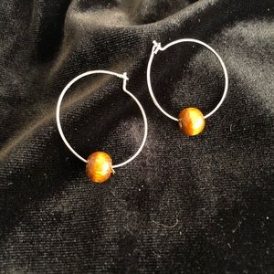Wood bead earring
